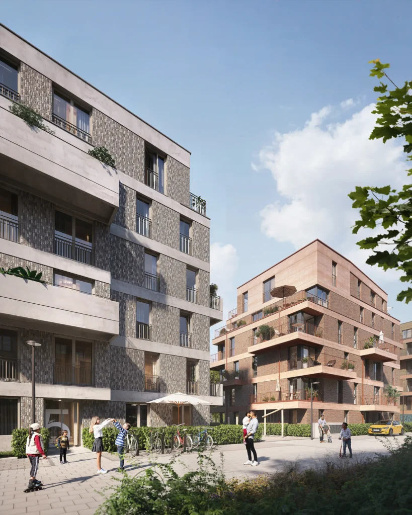 Bramquartier - Gebäudeansicht zur Erschließung, detaillierte Ansicht